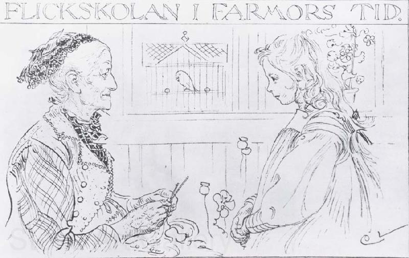 Carl Larsson Grandma and Little Girl Norge oil painting art